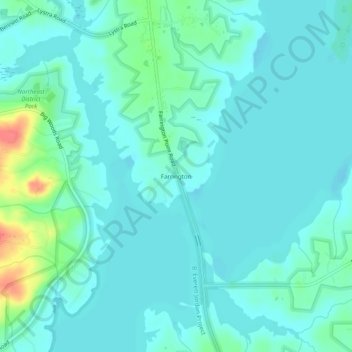 Mappa topografica Farrington, altitudine, rilievo