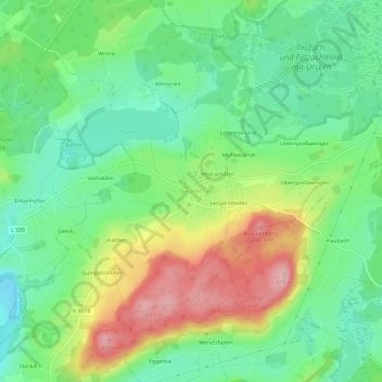 Mappa topografica Beuren, altitudine, rilievo