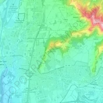 Mappa topografica Borghetto, altitudine, rilievo
