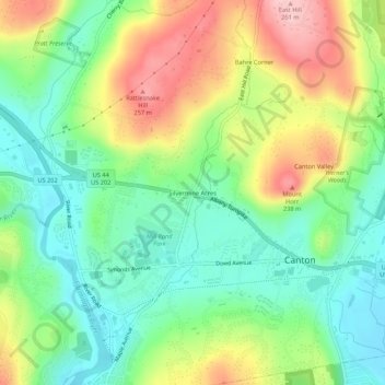 Mappa topografica Silvermine Acres, altitudine, rilievo