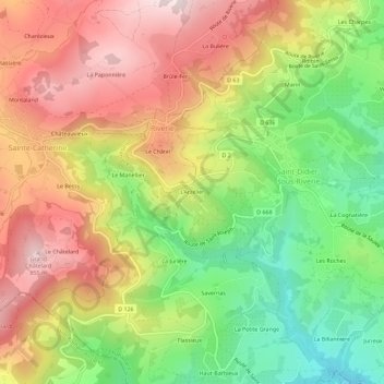 Mappa topografica L'Arzelier, altitudine, rilievo