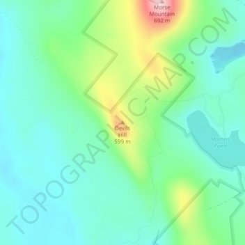 Mappa topografica Devils Hill, altitudine, rilievo