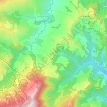 Mappa topografica Belvedere, altitudine, rilievo
