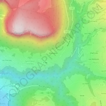 Mappa topografica Montagny, altitudine, rilievo