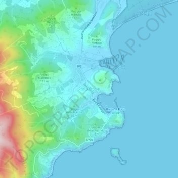 Mappa topografica Porto Ercole, altitudine, rilievo