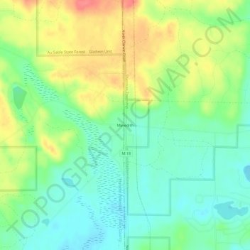 Mappa topografica Meredith, altitudine, rilievo