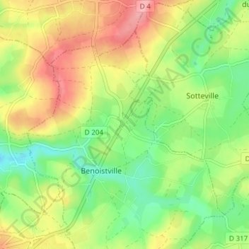 Mappa topografica La Croix Georges, altitudine, rilievo
