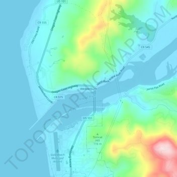Mappa topografica Wedderburn, altitudine, rilievo