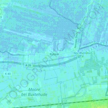 Mappa topografica Rübke, altitudine, rilievo
