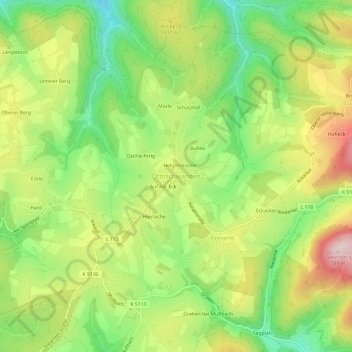 Mappa topografica Ottoschwanden, altitudine, rilievo