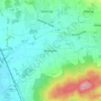 Mappa topografica Remsede, altitudine, rilievo