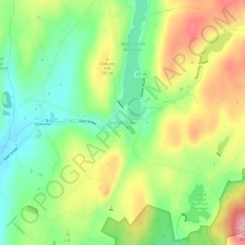 Mappa topografica Staffordville, altitudine, rilievo