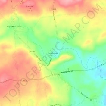 Mappa topografica Ives Hollow, altitudine, rilievo