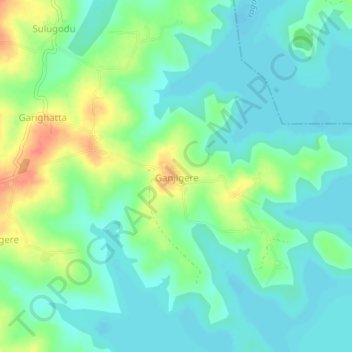 Mappa topografica Ganjigere, altitudine, rilievo