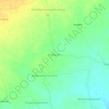 Mappa topografica Nallanam, altitudine, rilievo