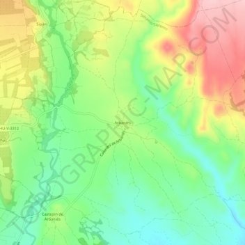 Mappa topografica Arbaniés, altitudine, rilievo