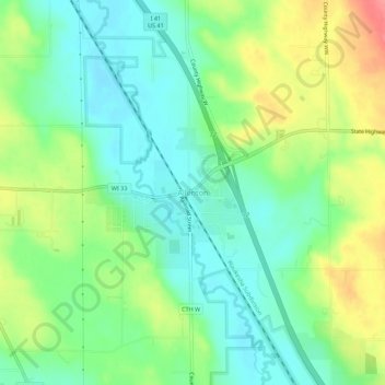 Mappa topografica Allenton, altitudine, rilievo