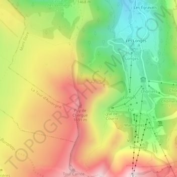 Mappa topografica Prade Haute, altitudine, rilievo