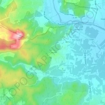 Mappa topografica Le Sabatier, altitudine, rilievo