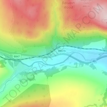 Mappa topografica Pitagowan, altitudine, rilievo