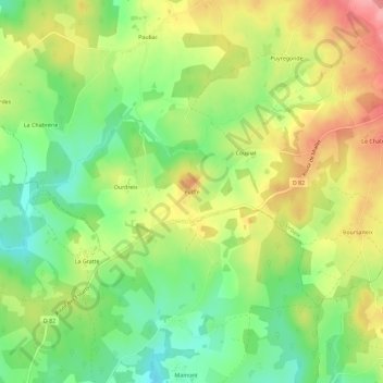 Mappa topografica Puiffe, altitudine, rilievo