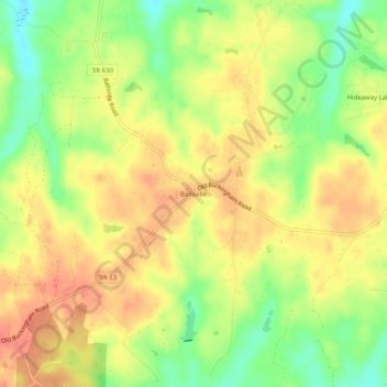 Mappa topografica Ballsville, altitudine, rilievo