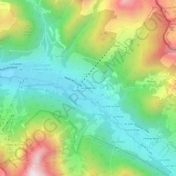Mappa topografica La Panthiaz, altitudine, rilievo