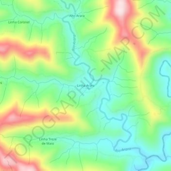 Mappa topografica Linha Arara, altitudine, rilievo