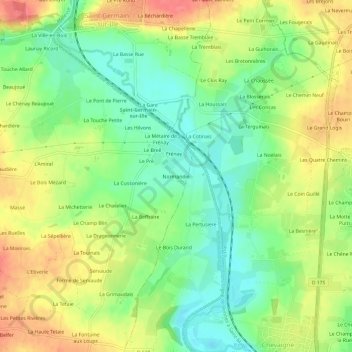 Mappa topografica Normandie, altitudine, rilievo