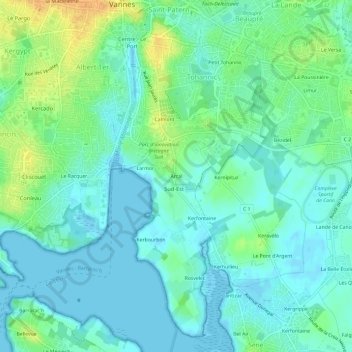 Mappa topografica Arcal, altitudine, rilievo