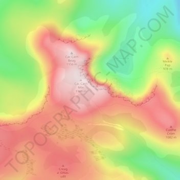 Mappa topografica Lochnagar, altitudine, rilievo