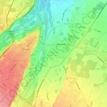 Mappa topografica Borgo San Giuseppe, altitudine, rilievo