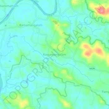 Mappa topografica Ramamangalam, altitudine, rilievo