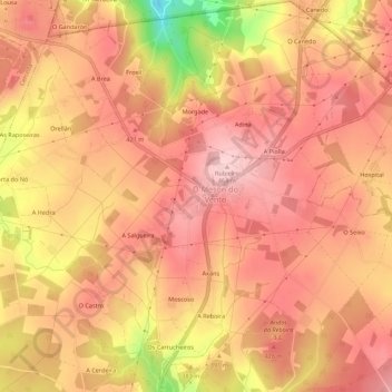 Mappa topografica A Filgueira, altitudine, rilievo