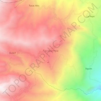 Mappa topografica Pacopampa, altitudine, rilievo
