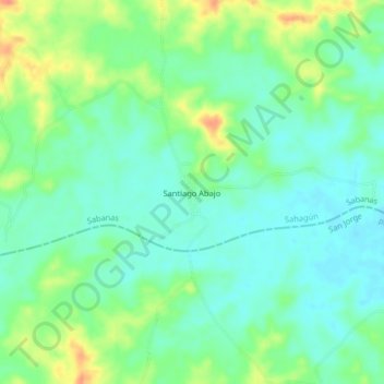 Mappa topografica Santiago Abajo, altitudine, rilievo