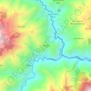 Mappa topografica Pucala, altitudine, rilievo