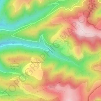 Mappa topografica Platane, altitudine, rilievo