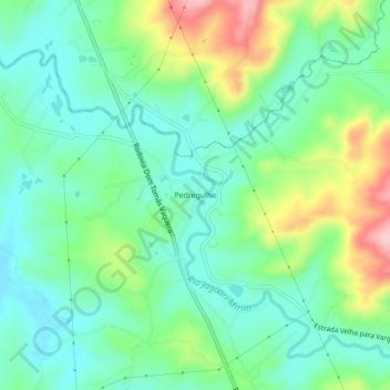 Mappa topografica Pedregulho, altitudine, rilievo