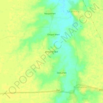 Mappa topografica Khera Bhopal, altitudine, rilievo