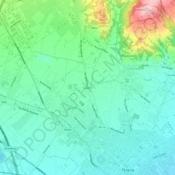 Mappa topografica Casette, altitudine, rilievo