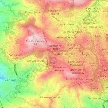 Mappa topografica San Roque Village, altitudine, rilievo