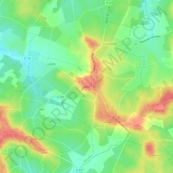 Mappa topografica Gonin, altitudine, rilievo