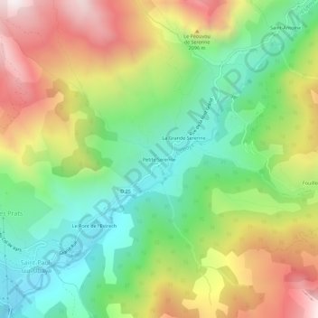 Mappa topografica Petite Serenne, altitudine, rilievo