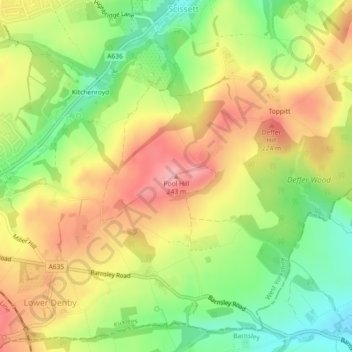 Mappa topografica Pool Hill, altitudine, rilievo