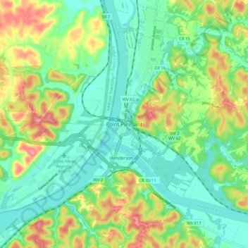 Mappa topografica Point Pleasant, altitudine, rilievo