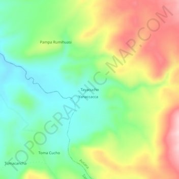 Mappa topografica Tayacucho, altitudine, rilievo