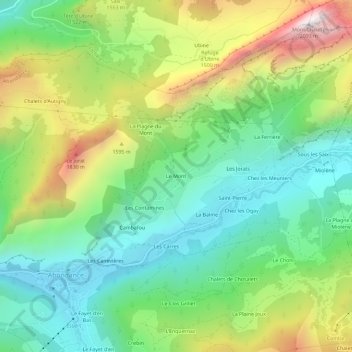 Mappa topografica Le Mont, altitudine, rilievo