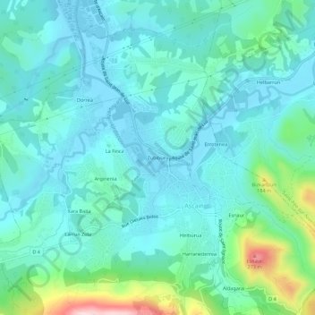 Mappa topografica Zubiburu, altitudine, rilievo
