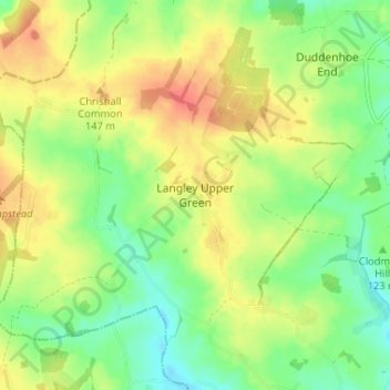 Mappa topografica Langley Upper Green, altitudine, rilievo